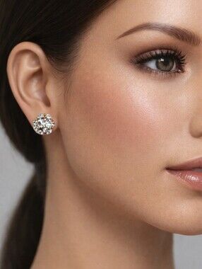 Crystal Cluster Gold Ball Stud Earrings – Elegant Women’s Fashion Jewelry